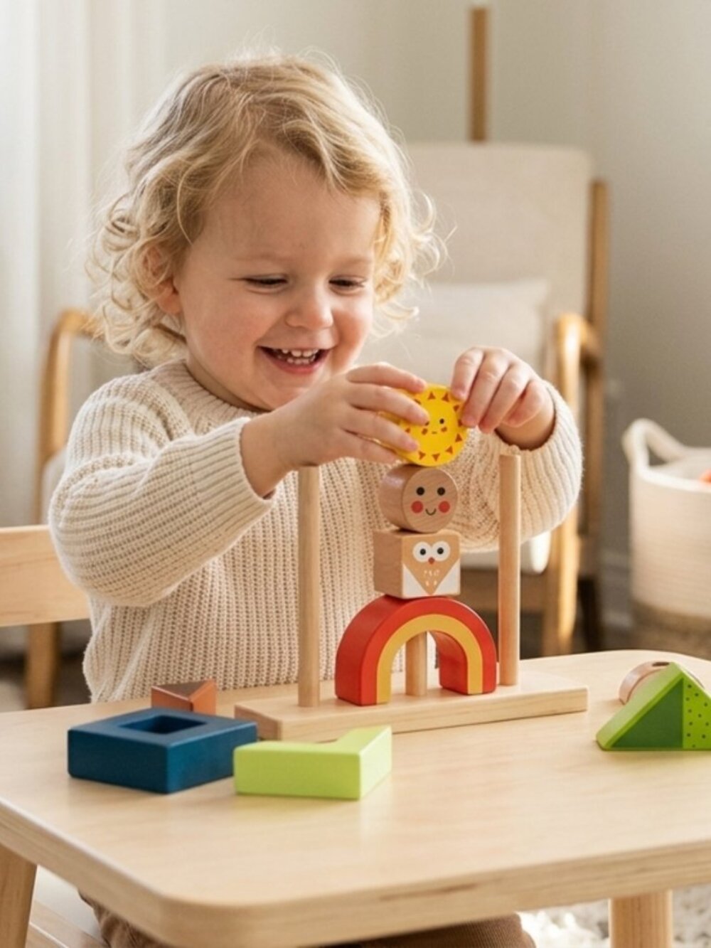 Wooden Shadow Matching Game, Montessori Stacking Logic Puzzle Toy - Picture 2 of 12